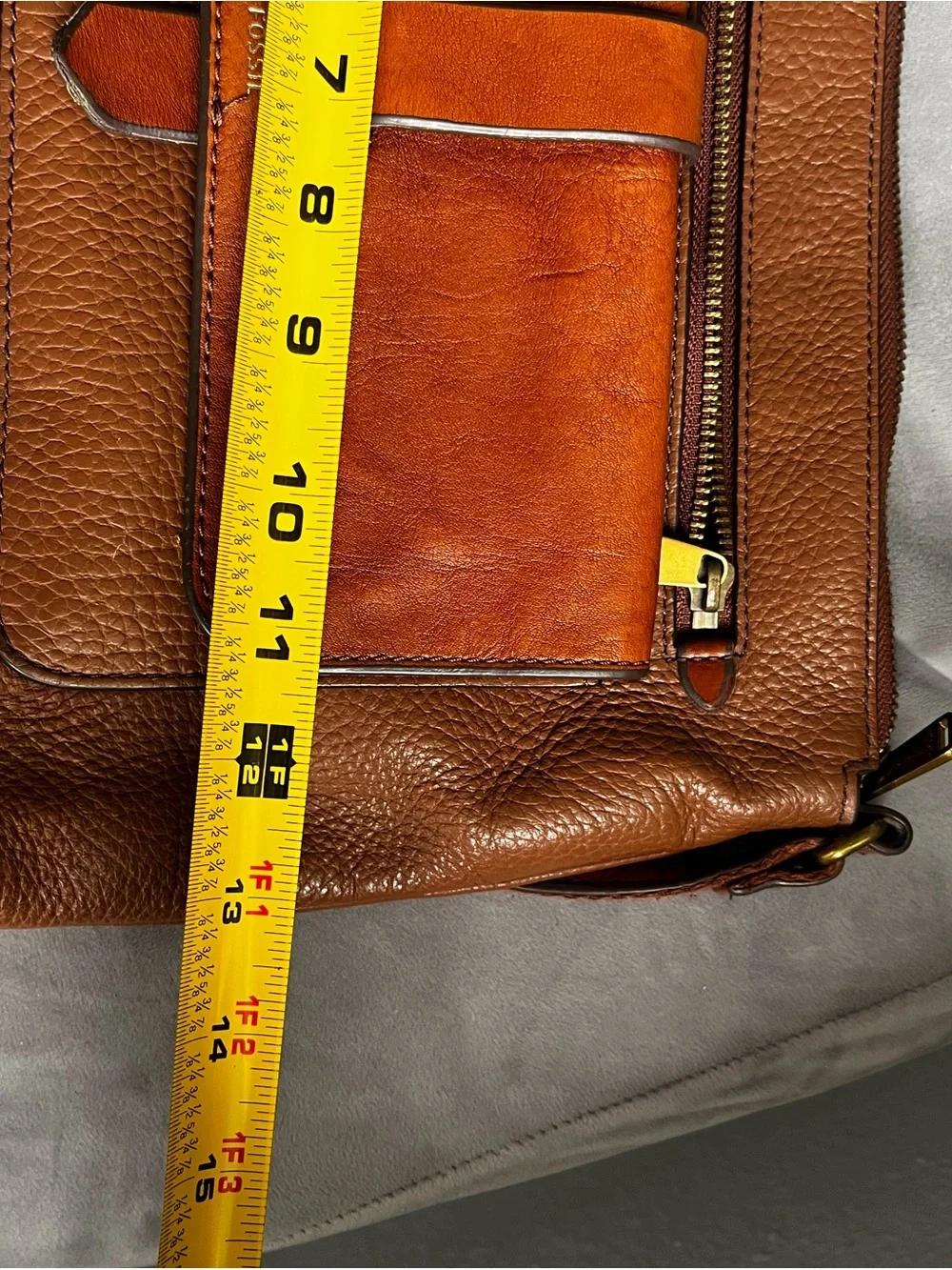 Fossil Two-Tone Brown Leather Crossbody Bag - Picture 7 of 7